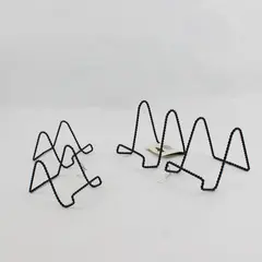 Lot of Two Medium and Two Small Tripar Black Twisted Wire Stands #23-1241B