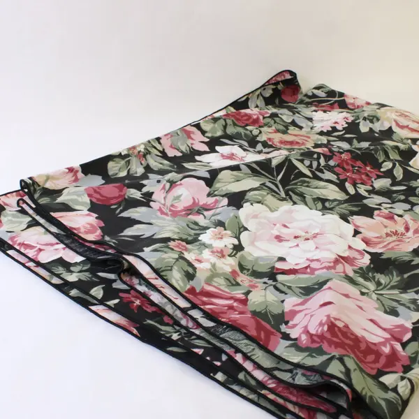 Pink Rose Pattern Black Rectangular Tablecloth 50" x 70"