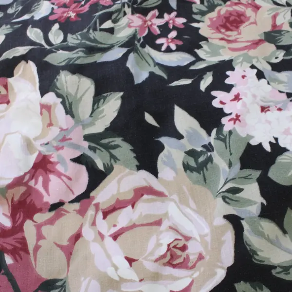 Pink Rose Pattern Black Rectangular Tablecloth 50" x 70"
