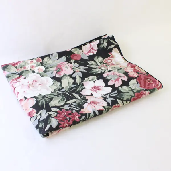 Pink Rose Pattern Black Rectangular Tablecloth 50" x 70"