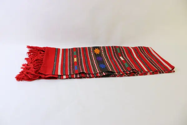 Handmade Red Woven Fringed Moroccan Table Runner 17" x 44"