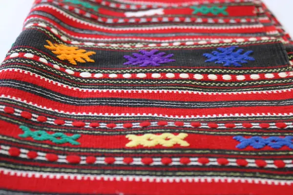 Handmade Red Woven Fringed Moroccan Table Runner 17" x 44"