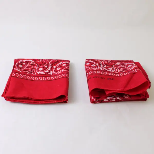 Lot of 2 Red Cotton Square Bandanas Scarves 21"