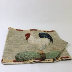 Multicolor Chicken Rooster Farmhouse Tapestry Table Runner 13" x 68" FLAWED