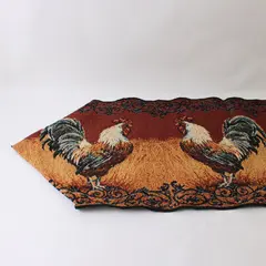 Burnt Orange Chicken Rooster Tapestry Farmhouse Table Runner 13" x 68"
