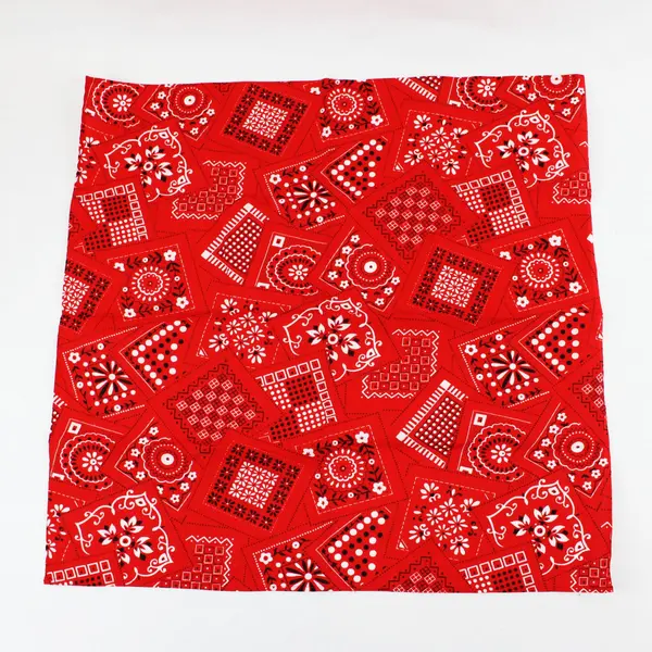 Vintage Handmade Red Bandana Print Neck Scarf 21"