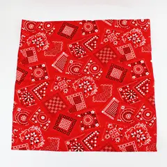 Vintage Handmade Red Bandana Print Neck Scarf 21"