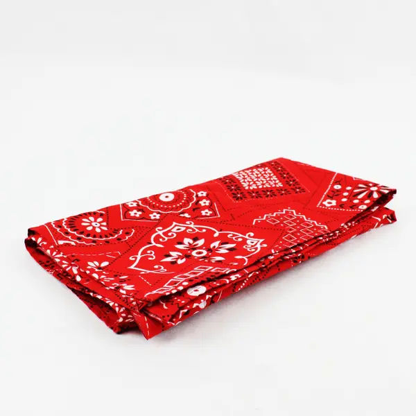 Vintage Handmade Red Bandana Print Neck Scarf 21"