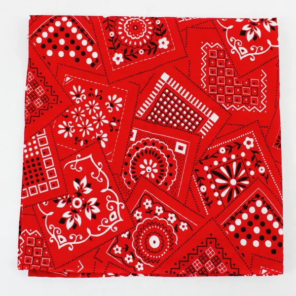 Vintage Handmade Red Bandana Print Neck Scarf 21"