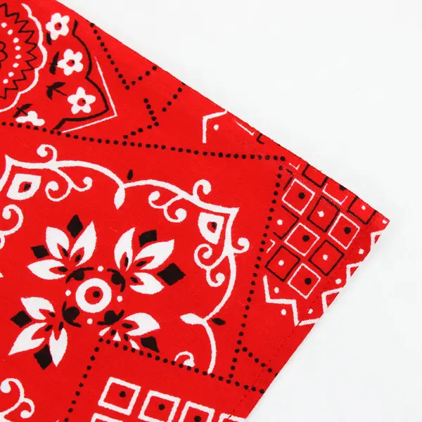 Vintage Handmade Red Bandana Print Neck Scarf 21"