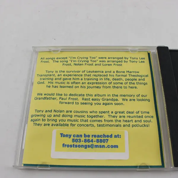 Tony Frost Rest Easy Music CD