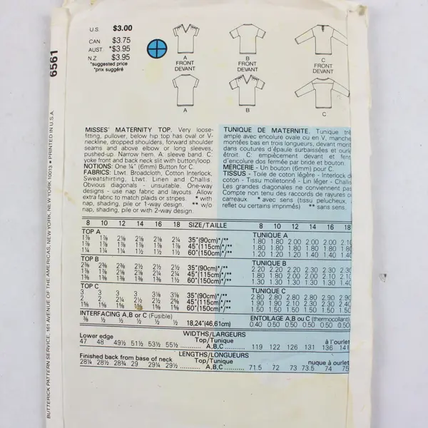 Lot of 3 McCall's 5448 Butterick 6561 Dolores 6928 Sewing Patterns