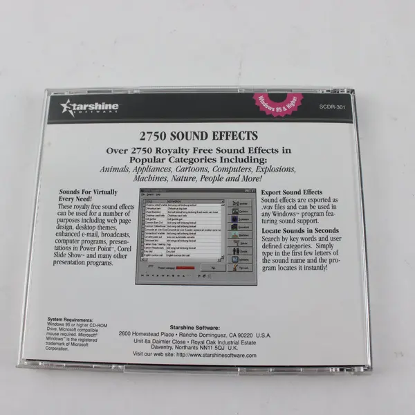 2750 Sound Effects PC CD Starshine Software Windows 95 & Higher