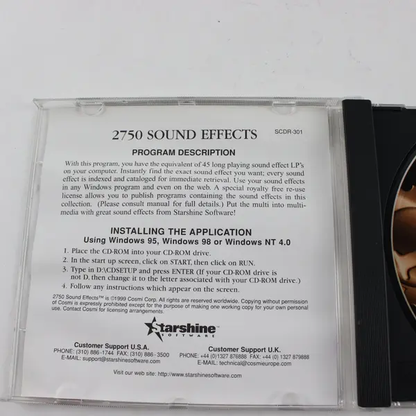 2750 Sound Effects PC CD Starshine Software Windows 95 & Higher