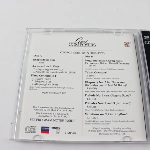 Gershwin Great Composers 2-CD Time-Life Music London 1988