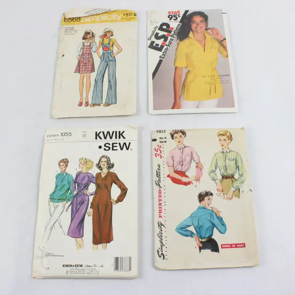 Lot of 4 Vintage Sewing Patterns Simplicity 9362 6568 4813 Kwik Sew 1055