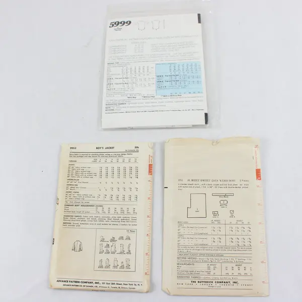 Lot of 3 Sewing Patterns Butterick 8761 McCall's 5999 Advance 9953