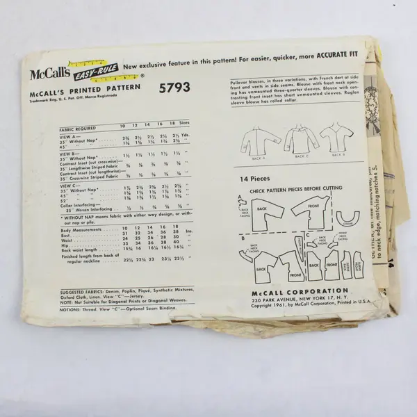 Lot of 3 Sewing Patterns Simplicity 8170 McCall's 5793 Stitch N Save 5119