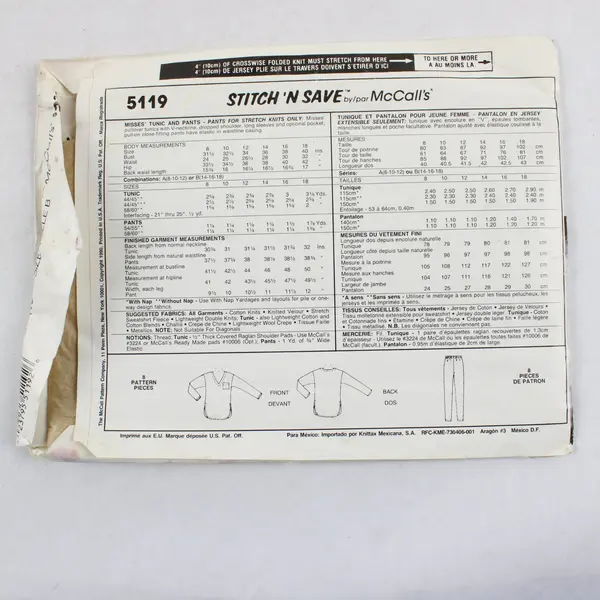 Lot of 3 Sewing Patterns Simplicity 8170 McCall's 5793 Stitch N Save 5119