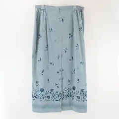 Vintage Norton McNaughton Powder Blue Floral Print Maxi Skirt Women's 12