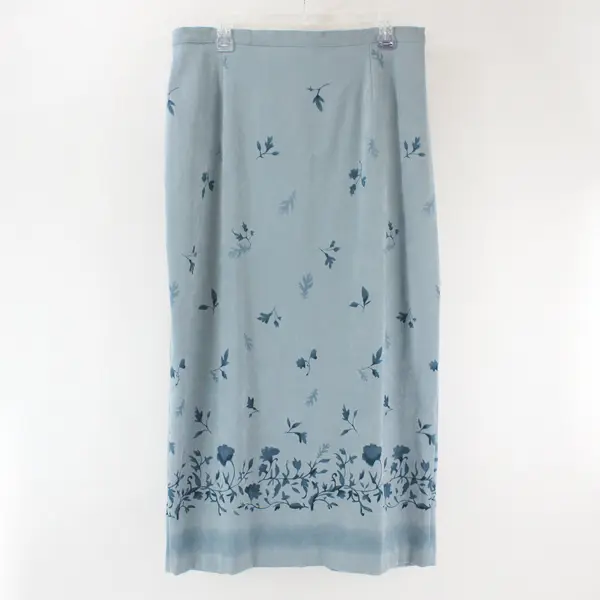 Vintage Norton McNaughton Powder Blue Floral Print Maxi Skirt Women's 12