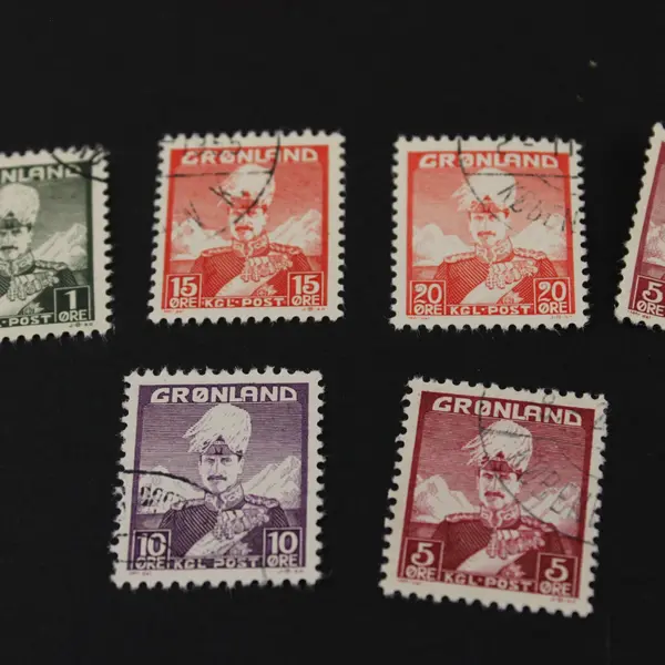 Lot Of 6 Greenland King Christian X Stamps Used 1938-1946