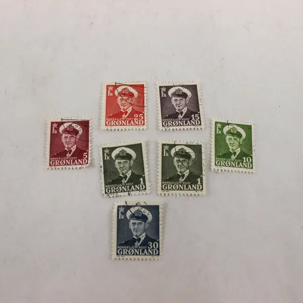 Lot Of 7 Greenland King Frederik IX Stamps Used 1950s