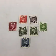 Lot Of 7 Greenland King Frederik IX Stamps Used 1950s
