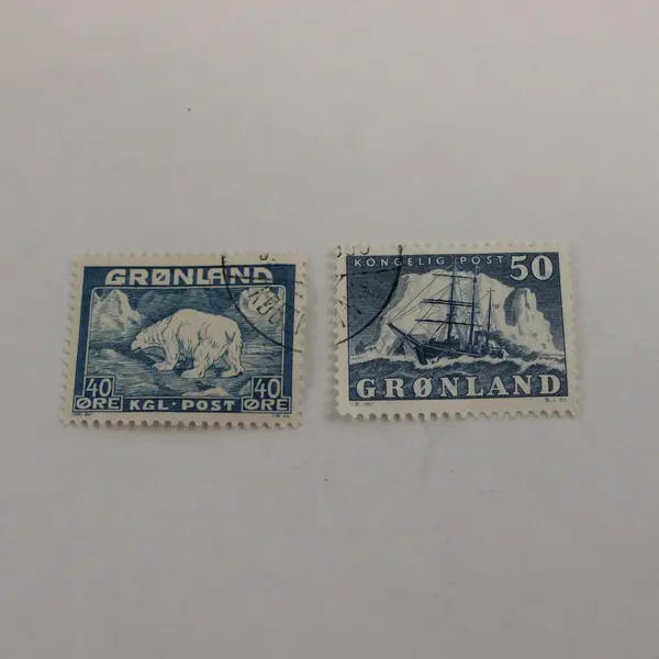 Lot Of 2 Greenland Arctic Stamps Used SC #8 Polar Bear #35 Gustav Holm Ship