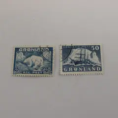 Lot Of 2 Greenland Arctic Stamps Used SC #8 Polar Bear #35 Gustav Holm Ship
