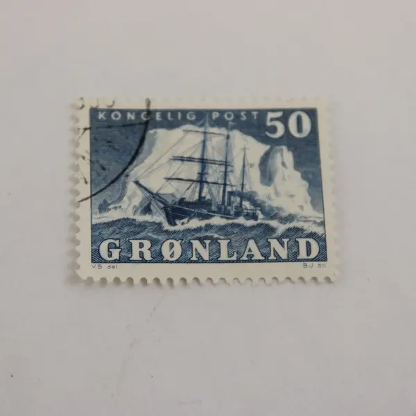 Lot Of 2 Greenland Arctic Stamps Used SC #8 Polar Bear #35 Gustav Holm Ship