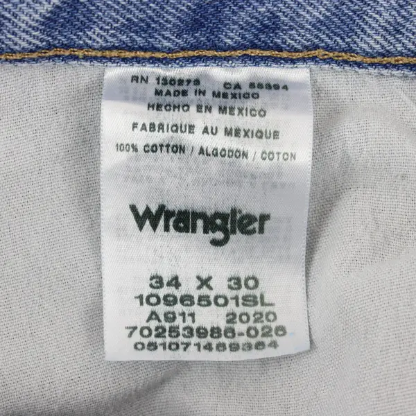 Wrangler Men's 34x30 Light Wash Straight Leg Jeans 1096501SL