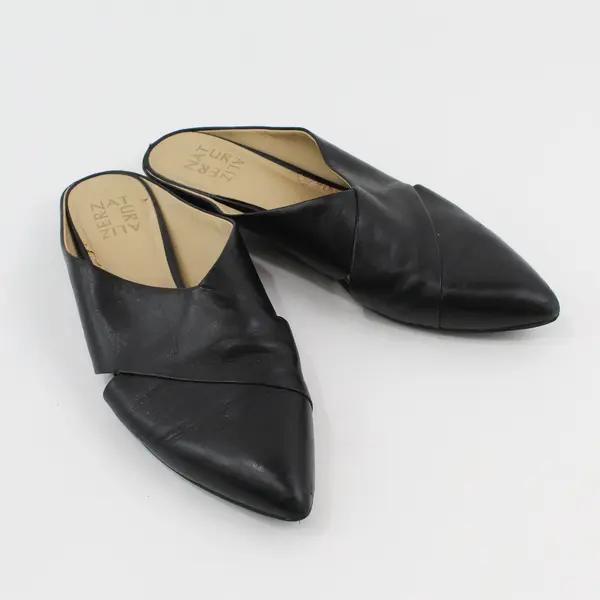 Naturalizer Simonette Solid Black Leather Pointed Toe Mules Womens Size 9.5M