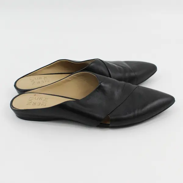 Naturalizer Simonette Solid Black Leather Pointed Toe Mules Womens Size 9.5M