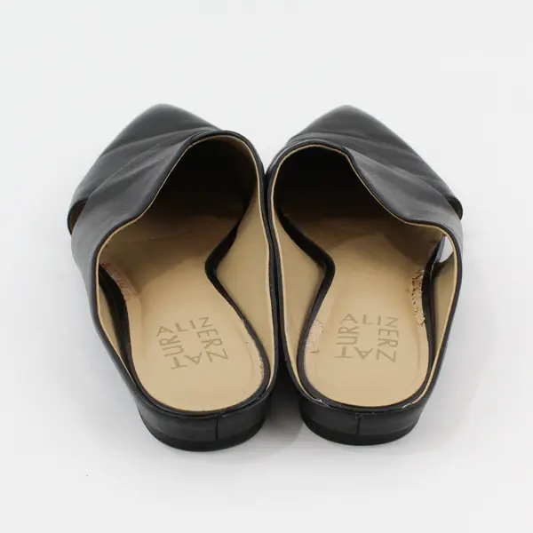 Naturalizer Simonette Solid Black Leather Pointed Toe Mules Womens Size 9.5M