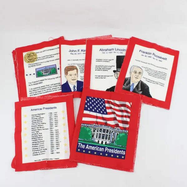 The American Presidents Fabric Book 16 "Pages" - Incomplete Fabric Cuts
