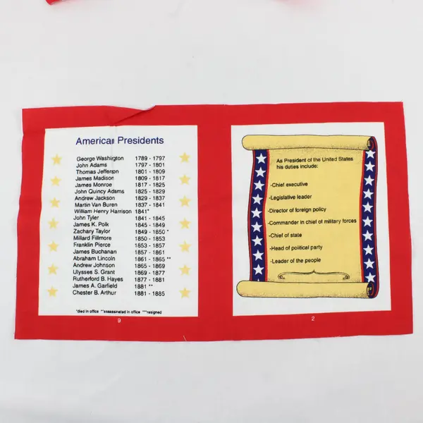 The American Presidents Fabric Book 16 "Pages" - Incomplete Fabric Cuts