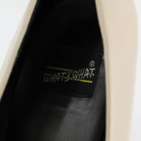 What's What Solid Cream Color Leather 3" Block Heel Pumps Womens Size 8.5