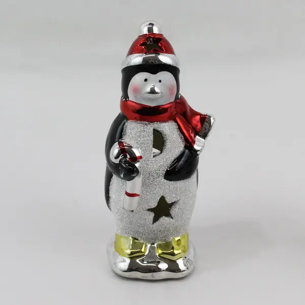 Color Changing Lighted Glass Penguin and Snowman Figurines