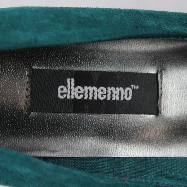 Vintage 90s Ellemenno Women's 8B Teal Suede Leather Pointed Toe 2" Heels