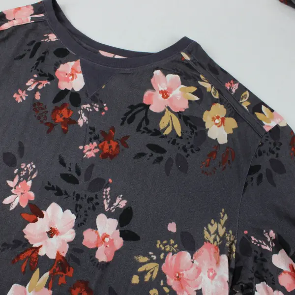 Koolaburra by Ugg Floral Pattern Gray Pajama Set Women's 1X