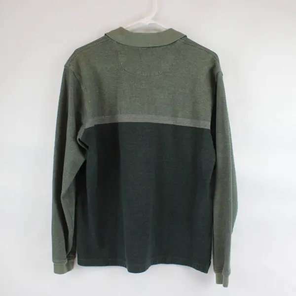 Vtg 90s Van Heusen Men's M Green Striped Long Sleeve Polo Shirt 