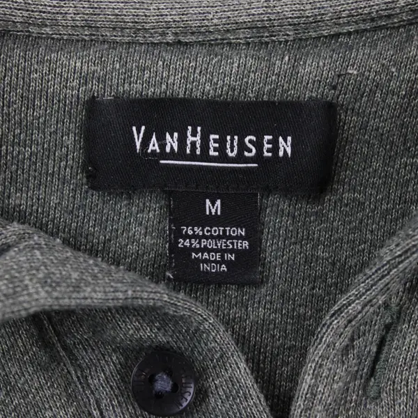Vtg 90s Van Heusen Men's M Green Striped Long Sleeve Polo Shirt 