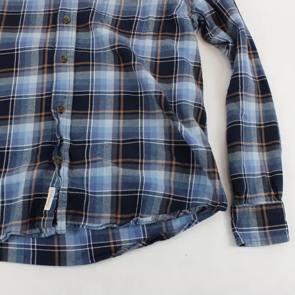 Original Weatherproof Vintage Men's M Blue Plaid Button-Up Flannel Shirt