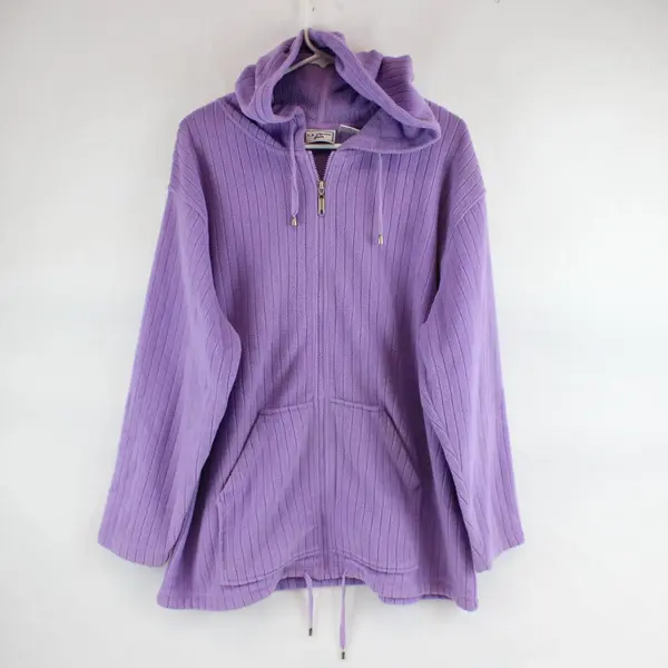 Vtg LA Blues Women's 18/20W Purple Fleece Full Zip Hooded Sweatshirt