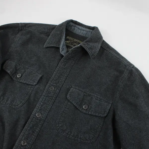 Grizzly Mountain Men's M Dark Gray Heavy Weight 100% Cotton Flannel Shirt