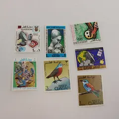Lot Of 7 Qatar 1970s Commemorative Stamps Mint Hinged