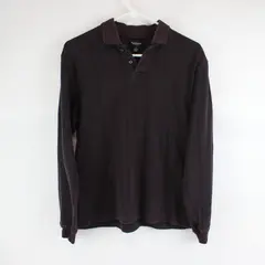 Vtg 90s Van Heusen Men's S Black/Red Striped Long Sleeve Polo Shirt