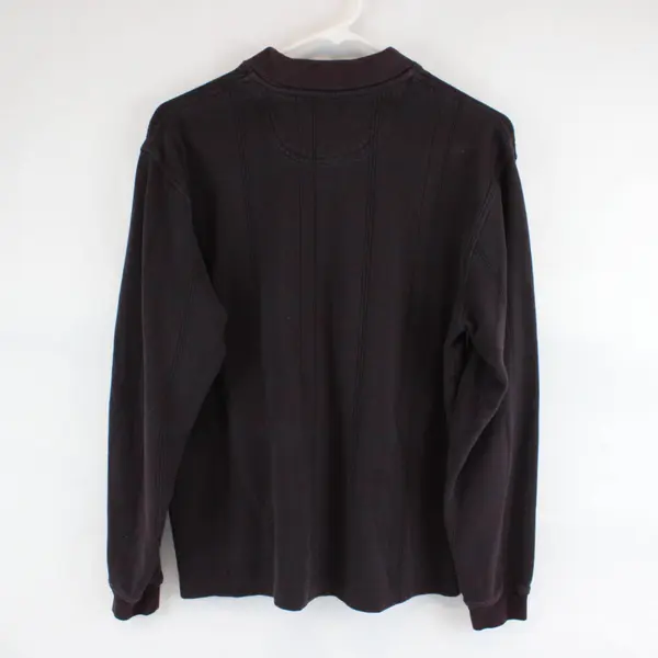 Vtg 90s Van Heusen Men's S Black/Red Striped Long Sleeve Polo Shirt