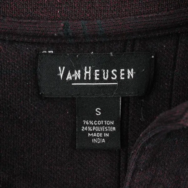 Vtg 90s Van Heusen Men's S Black/Red Striped Long Sleeve Polo Shirt